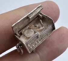 Vintage Solid Silver Record Player Radiogram Charm Opens