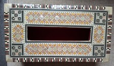Beautiful Handmade Oriental Arabic Mosaic Wooden Tissue Box, Classic Decoration