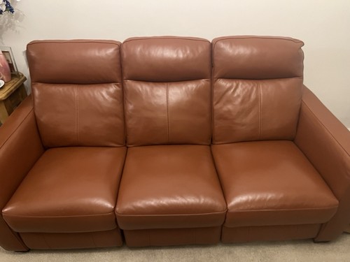 Brown genuine leather sofa set - brown,