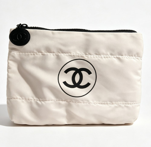 New white puffy clutch - white, makeup