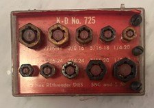 K-D Tools 10 Pc Imperial Hex Rethreader DIES Fine & Coarse No. 725