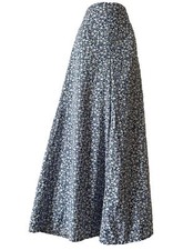 BOHEMIAN MAXI WIDE LEG FLARE HIPPIE TROUSERS PANTS WHITE BLUE DITSY SZ S