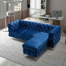 Luxury Chaise Sofa Chesterfield Corner Chaise Longue Velvet Settee Lounge Couch