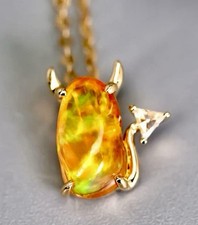 Stunning Mexican fire opal and diamond pendant  