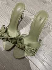 ZARA NEW SAGE GREEN FLOWER HEEL FLORAL SANDAL MULE SHOE UK 3