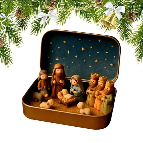 Small nativity set tin - small, box