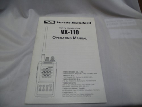 Yaesu 110 operation - vx-110, manual