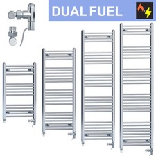 Dual Fuel 600mm Chrome Heated Towel Rail Radiator – Electric Manual Kit & Valves