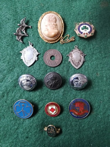 Various old badges brooches - various,
