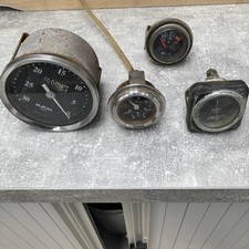 Vintage Icknield Rev Counter. Smiths Oil Gauge. Simms Ammeter. Vetus Temp Gauge.