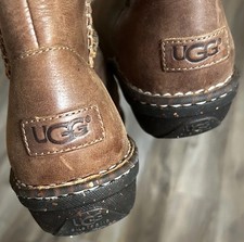 UGG Women's  Tan Leather Tab Back  Mid-Calf, Size 5  Pull On *new w/o box* rare