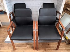 Mid Century Desk Chairs Office Reception Leather Chair Stackable Fulcrum x 4