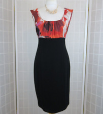 Ronit Zilkha Dress Size 14 Red Black Floral Chiffon Top Jersey Skirt Sleeveless