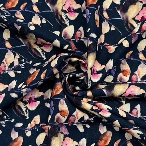 Floral linen mix - linen,