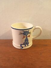 Westfield Pottery Blue Cat Mug, Spongeware,  7CMS TALL 