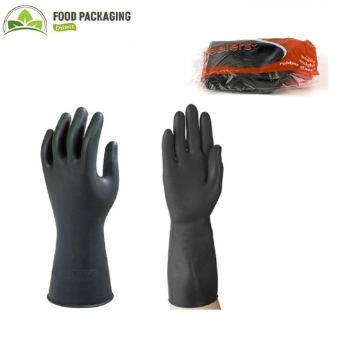 Heavy duty black rubber - black, gloves