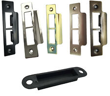 Strike Plate LONG Polished Satin Chrome Brass Black Bronze Dust Box Door Lock