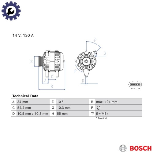 Alternator 986 085 180 for - 0,