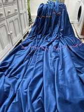 Velvet Curtains, Cotton mix, Royal Blue , HUGE, X LONG 107"W x 111" L