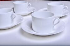 Richard Ginori Italy White Impero Flat Coffee / Tea Cups Set Of 6