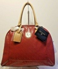 GUESS HANDBAG Sheen Collection Pomegranate Red Tote Satchel Bowler