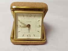 Vintage Europa Travel Alarm Clock Germany 2 Jewels Folding Case