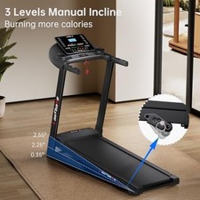 Foldable Incline Treadmill 3.25HP, 12km/h, Wide Belt, Bluetooth APP Home Gym