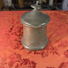 Antique Pewter Tobacco Jar Aged Patina With No Markings 