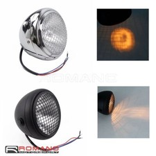 Old School 12V Motorcycle Head lights w/Grill For Harley Cafe Racer Retro Bobber