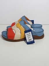Pavers Womens Mules Sandals Leather Flip Flops Blue White Red yellow UK Size 4