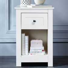 White Bedside Table Drawer Cabinet Small Side End Table Nightstand Storage Shelf