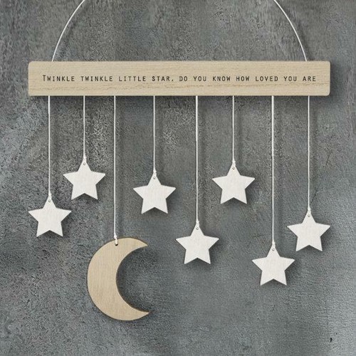 Wooden moon and - and, hanging
