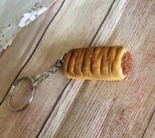 Polymer Clay Sausage Roll Keyring | miniature food jewellery|miniature  Food
