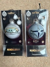 2 Bauble Heads: The Mandalorian, The Child. Star Wars. Christmas Decorations.
