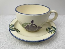 Poole Pottery Dorset Fruits Plum Jumbo / Breakfast Cup & Saucer Superb Condition