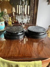 Pair Of Large Antique Wooden Trophy Bases / Stands  35.5 Cm Diameter