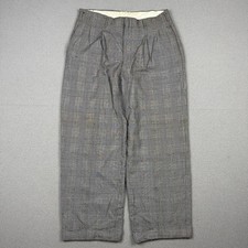 Vintage Glen Plaid Gabardine Trousers Pants Pleated Cuffed Mens 32x26.5 Waldes