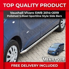FITS VAUXHALL VIVARO 14>19 SPORTLINE SIDE BARS SWB POLISHED STAINLESS CHROME