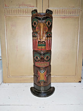 HAND CARVED SOLID WOOD PAINTED