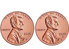 2025 P&D Lincoln Shield Cents. BU ,Uncirculated Pennies, 2 Coin Set