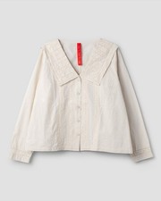 Ewa I Walla Designer Cotton Blouse Wide Collar Small Uk 10-12 Worn Once