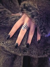 Titanium Steel Thumb Ring Silver Band, Silver Wing Ring, Statement Silver Ring 