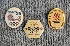 Collection of Vintage British Olympics Team Pin Badges x3 Team GB