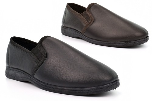 Mens leather slippers - leather,