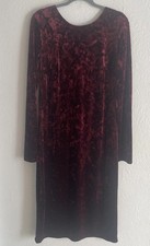 LONG TALL SALLY - BURGUNDY CRUSHED VELVET MIDI SHEATH DRESS w OPEN BACK & TIE 16
