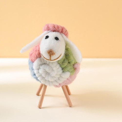 Miniature felt sheep figurine - miniature,