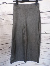 LADIES GREY WOOL MIX WIDE LEG TROUSERS SIZE SMALL ZARA