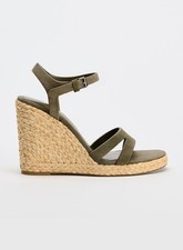 Zara Suede Wedge Sandals Olive