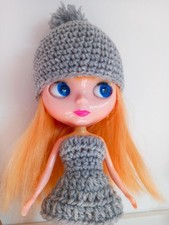cute grey hat and dress for Blythe and Tangkou 