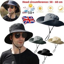 Mens Sun Hat Wide Brim UV Protection Safari Bucket Fishing Hiking NEW